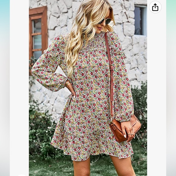 cctoo Dresses & Skirts - CCTOO Women's Dress Long Sleeves Ruffle Floral Print Dress